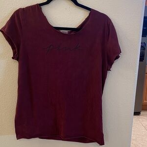 PINK Victoria's Secret Maroon Short Sleeve Workout Tee